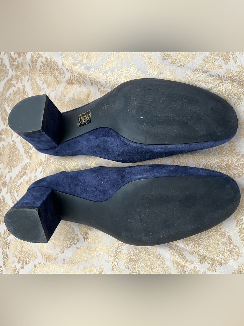 Everlane Navy Suede Elastic-Back Block Heels Sz 11 - Picture 8 of 8